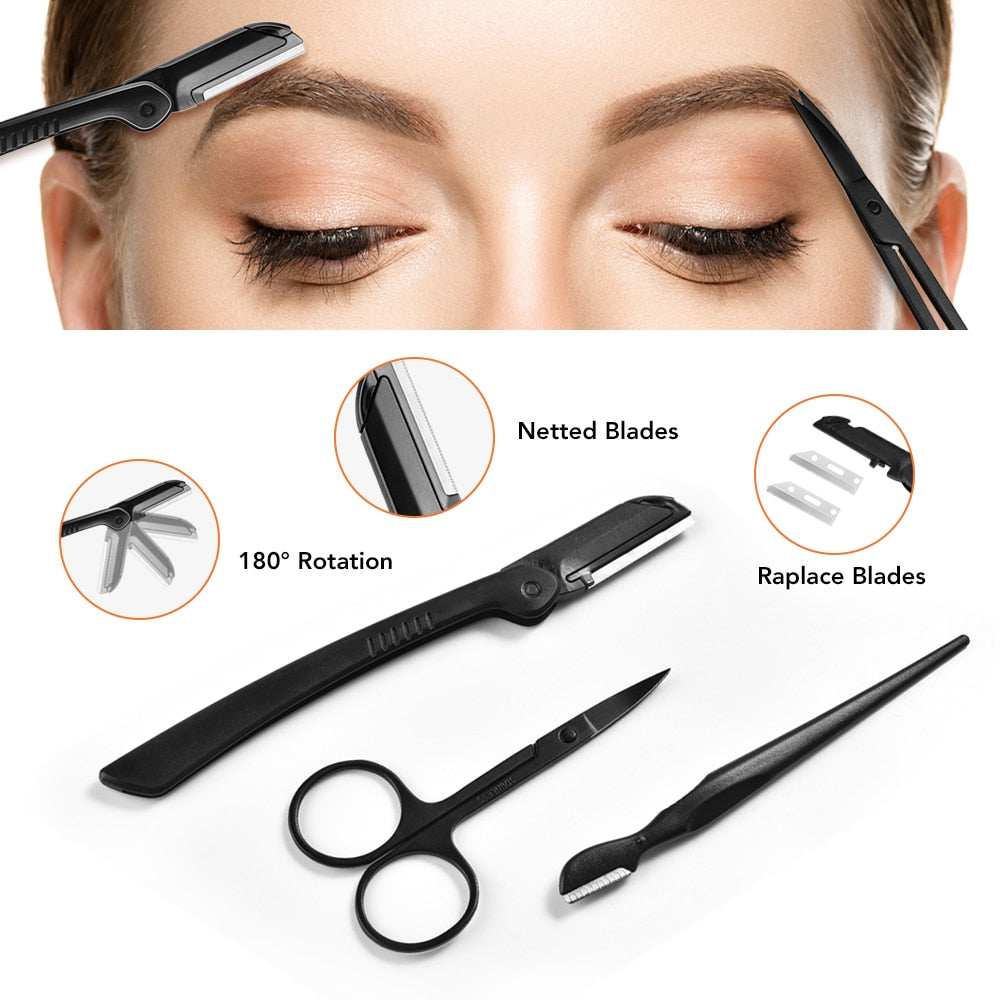 11Pcs Professional Eyebrow Trimming Tool Set By Glow Routine